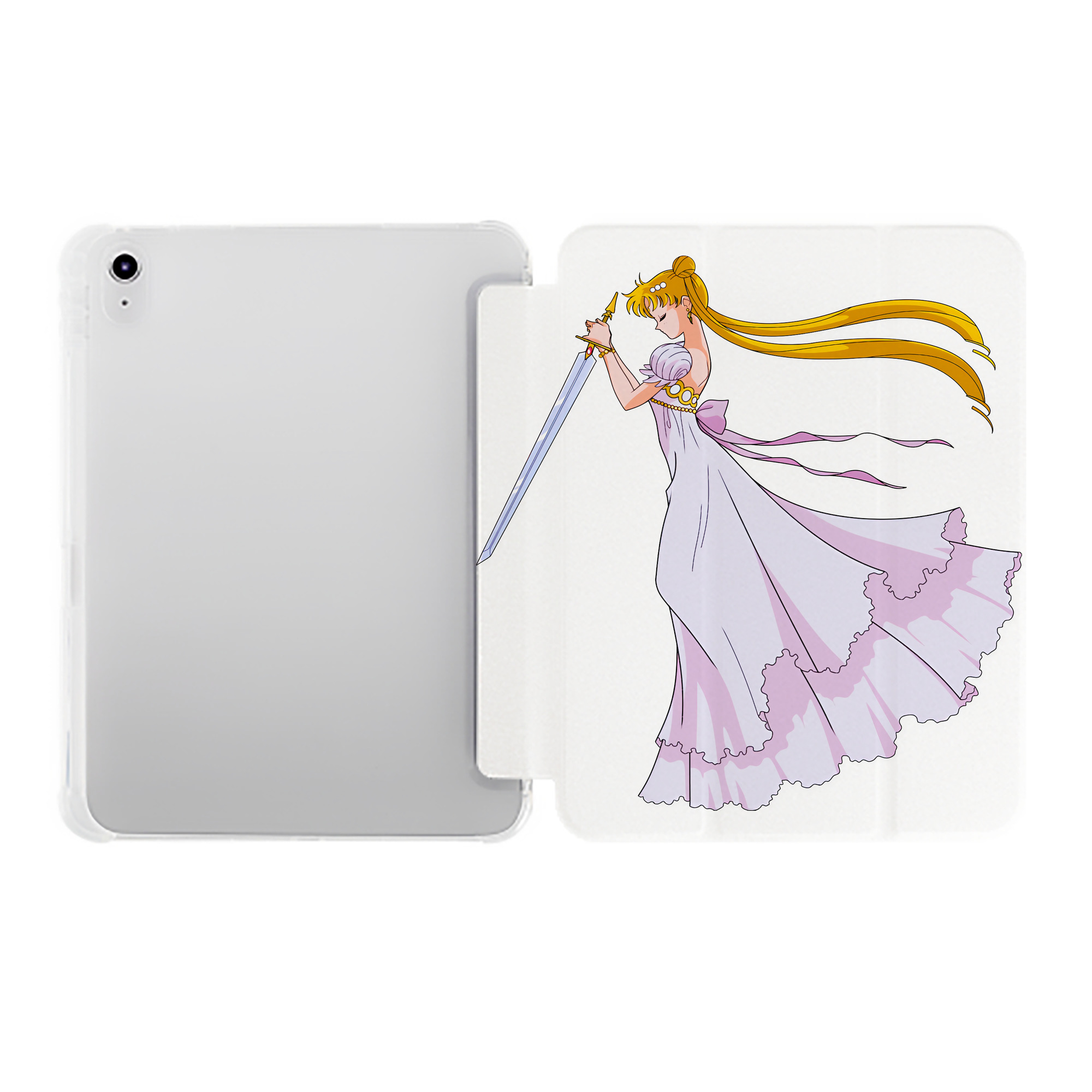 （画像用） 美少女戦士セーラームーン 愛野 美奈子 あいの みなこ Sailor Moon Aino Minako IPad ケース ペン収納付き 三つ折りスタンド PUレザー×シリコン 対応機種9.5/10.5/10.9インチ